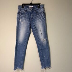 Moussy Vintage Distressed Frayed Hem Skinny Jeans Size 25